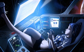 spaceship, futuristic, 88 Girl, Space Invaders, glowing, cockpit