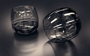 monochrome, 3D, glass, lying down, simple