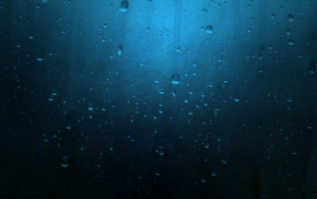 rain, blue, water on glass