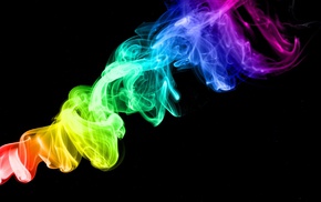 smoke, colorful, abstract, black background