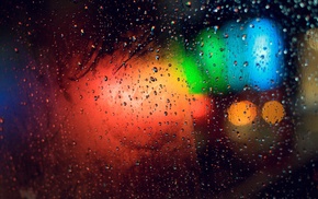 colorful, water drops, depth of field