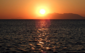 sunset, horizon, nature, sea