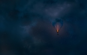 sky, artwork, anime, hot air balloons