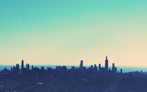 skyline, Chicago, simple, blue, sky