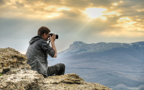boy, photographer, mountain