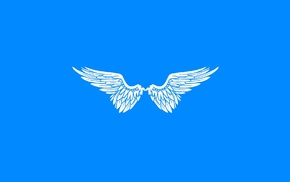 blue, simple, minimalism, angel, wings