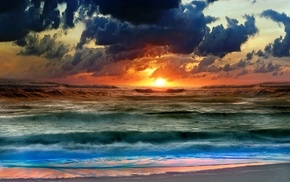 sand, summer, coast, sunset, ocean
