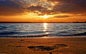 coast, sea, sand, summer, sunset