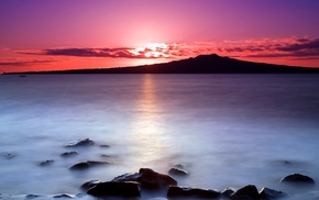 summer, stones, sunset