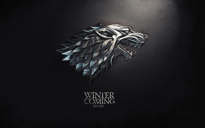 simple background, House Stark, Winter Is Coming, sigils, A Song of Ice and Fire, Direwolf