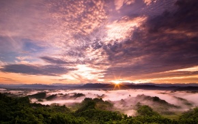 summer, sunset, clouds