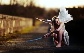 angel, blonde, katana