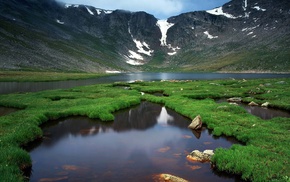 mountain, lake