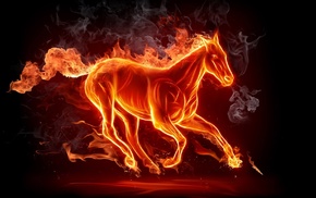 horse, 3D, smoke