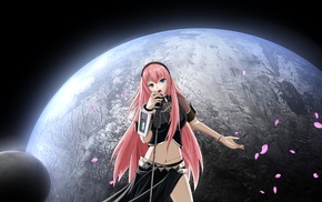 anime, Megurine Luka, Vocaloid, anime girls, moon