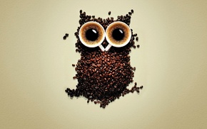 owl, coffee beans, coffee