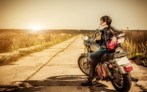girl, motorcycle, jeans