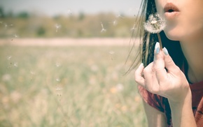 girl, flowers