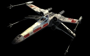 X, wing, movies, Star Wars, black background, space