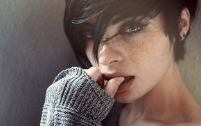 face, girl, black hair, Laura Pol