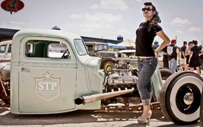 car, jeans, girl, old car, girl with cars