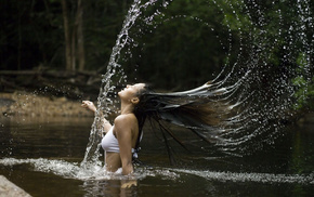 girls, water, splash