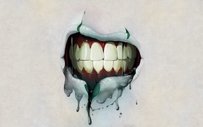 Joker, artwork, smirk, teeth, mouths, green