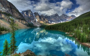 HDR, landscape, nature, mountain, lake, reflection