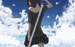 anime girls, anime, sword