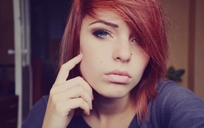 blue eyes, girl, redhead