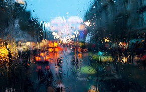 bokeh, rain, water on glass