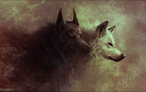 wolf, artwork, red eyes, animals