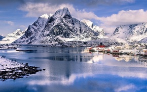 village, Norway, mountain, landscape