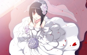 red eyes, brides, anime girls, anime, wedding dress, Tokisaki Kurumi