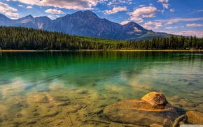 mountain, nature, forest, water