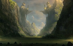 artwork, landscape, elves