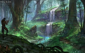 artwork, The Elder Scrolls Online, waterfall, forest