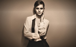 sepia, actress, girl, brunette, Emma Watson, blouses