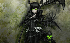 skull, Black Rock Shooter, anime, green eyes