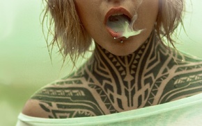 piercing, Teya Salat, tattoo, girl, blonde