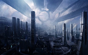 Citadel, Mass Effect, skyscraper, space station, digital art, space