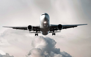 clouds, lights, aircraft, airplane