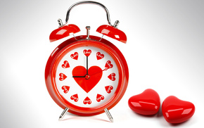 red, clocks, white, hearts, colors