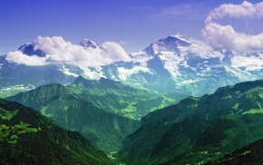 clouds, mountain, landscape