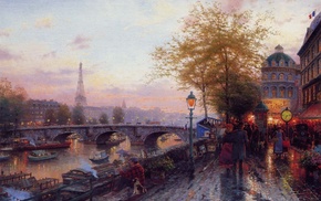 painting, Eiffel Tower, cities, Paris