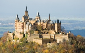 autumn, castle, hill, cities