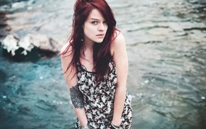 dress, tattoo, redhead, girl