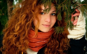 redhead, girl outdoors, girl