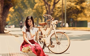 Asian, girl with bikes