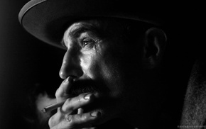 cigarettes, smoke, profile, Daniel Day, Lewis, monochrome